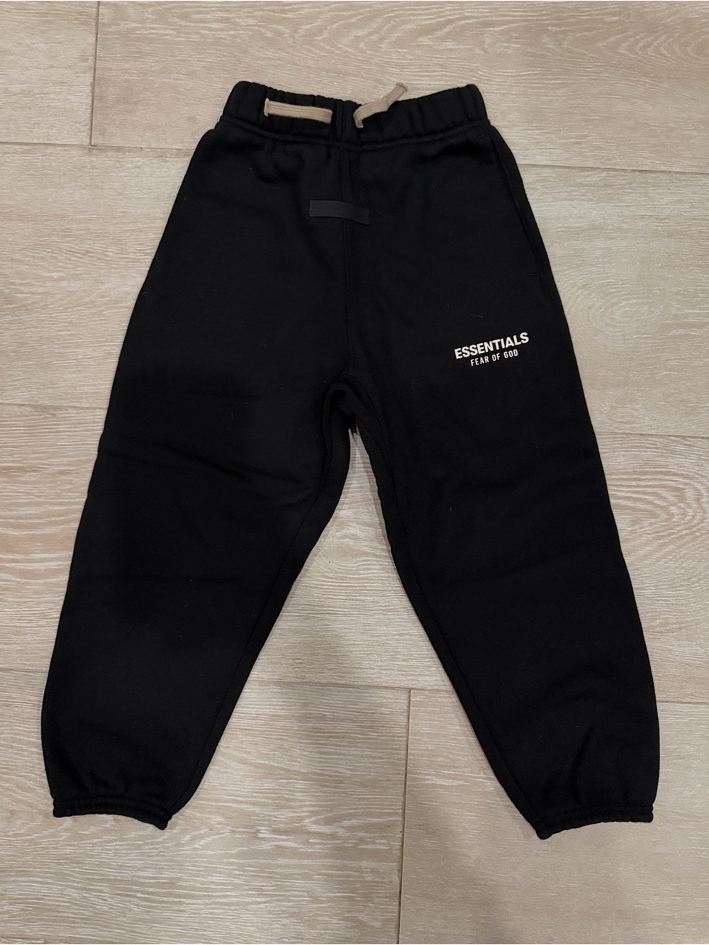 Essentials Kids Black Sweatpants with Beige Drawstring